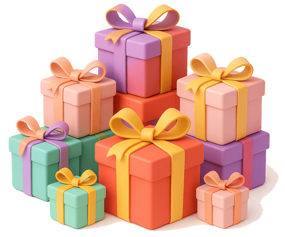 Colorful gift boxes with ribbons
